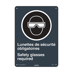 "Lunettes de Sécurité / Safety Glasses" CSA Safety Sign (SKU: SGI143)