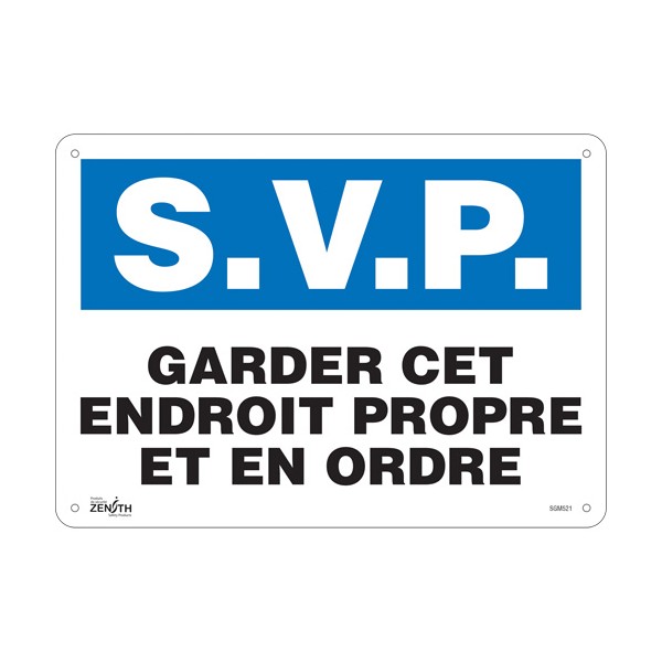 "Garder cet Endroit Propre" Sign (SKU: SGM521)