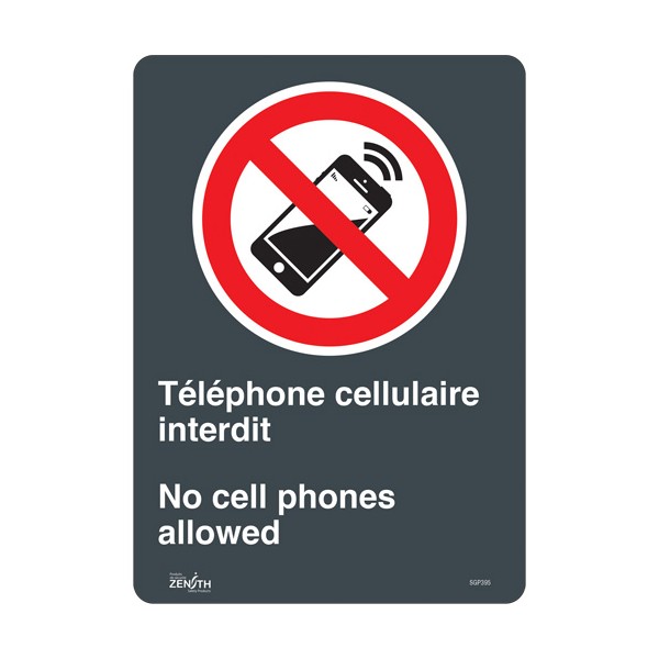 "Téléphone cellulaire interdit /No Cell Phones" Sign (SKU: SGP395)