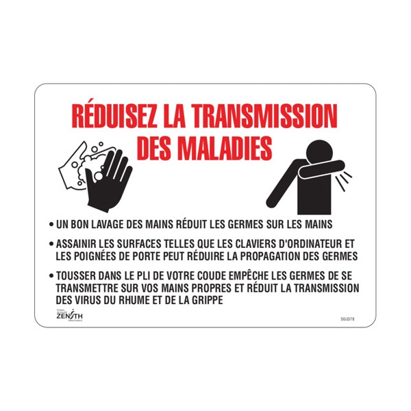 "Réduisez la transmission des maladies" Sign (SKU: SGU378)