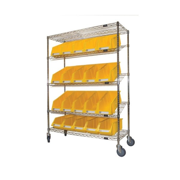 Slanted Wire Shelf Cart with Bins (SKU: RN606)
