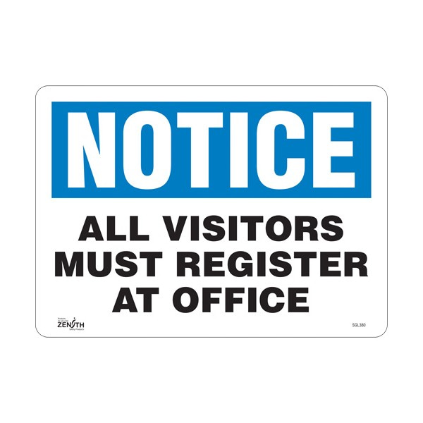 "All Visitors Must Register" Sign (SKU: SGL380)