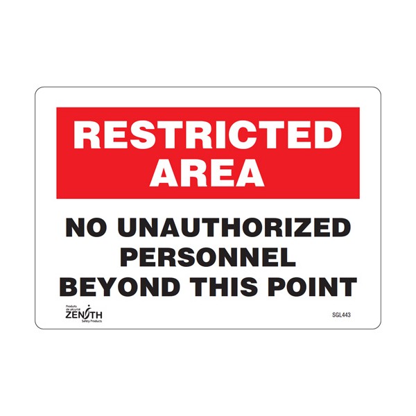 "No Unauthorized Personnel" Sign (SKU: SGL443)