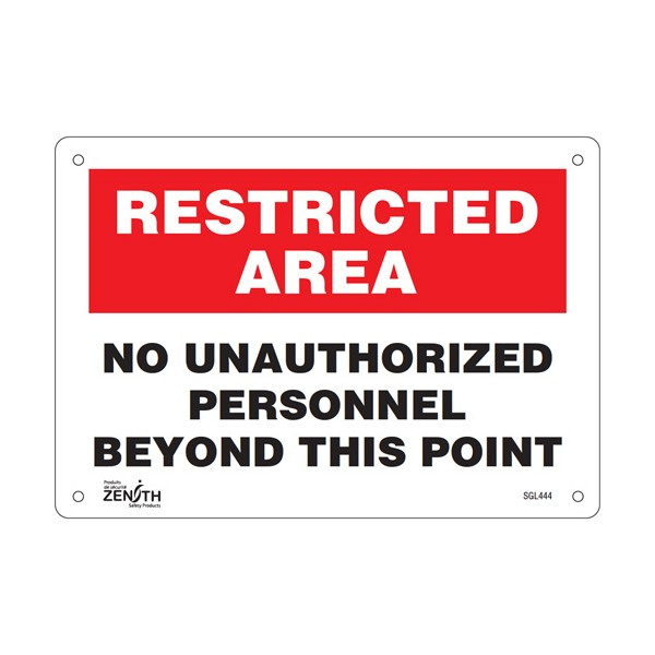 "No Unauthorized Personnel" Sign (SKU: SGL444)
