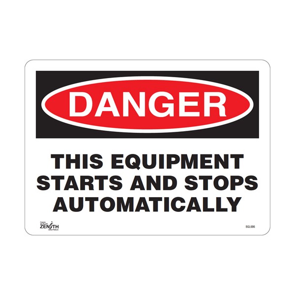 "This Equipment Starts And Stops Automatically" Sign (SKU: SGL686)