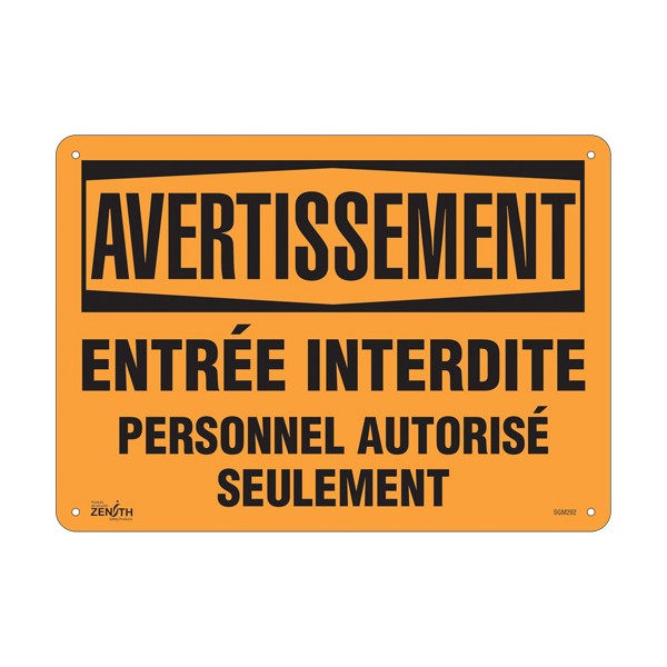 "Personnel Autorisé Seulement" Sign (SKU: SGM292)
