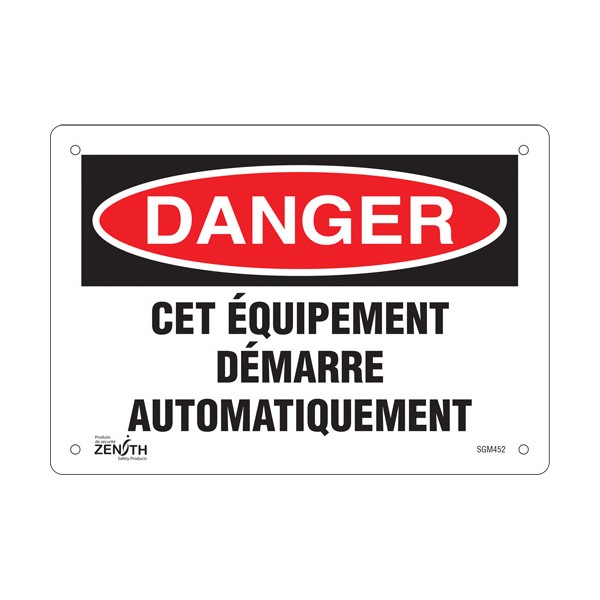 "Équipement Démarre Automatiquement" Sign (SKU: SGM452)