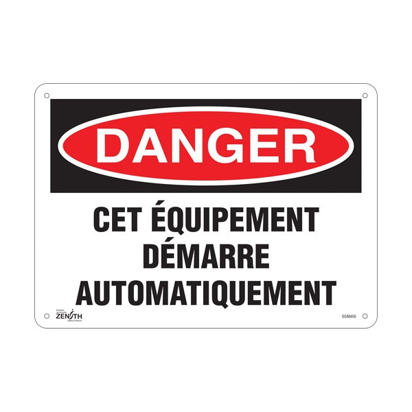 "Équipement Démarre Automatiquement" Sign (SKU: SGM456)