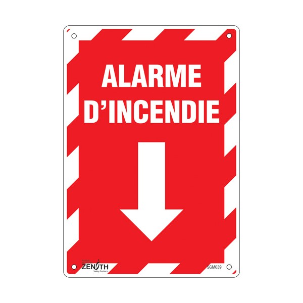 "Alarme D'Incendie" Arrow Sign (SKU: SGM639)