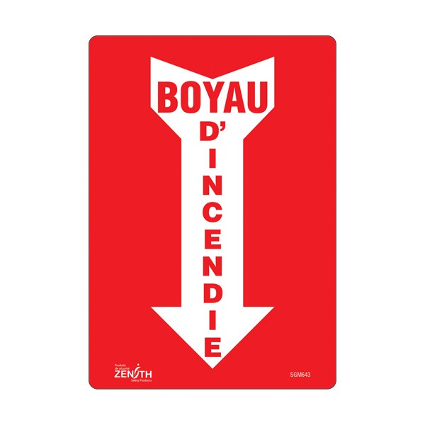 "Boyau D'Incendie" Arrow Sign (SKU: SGM643)