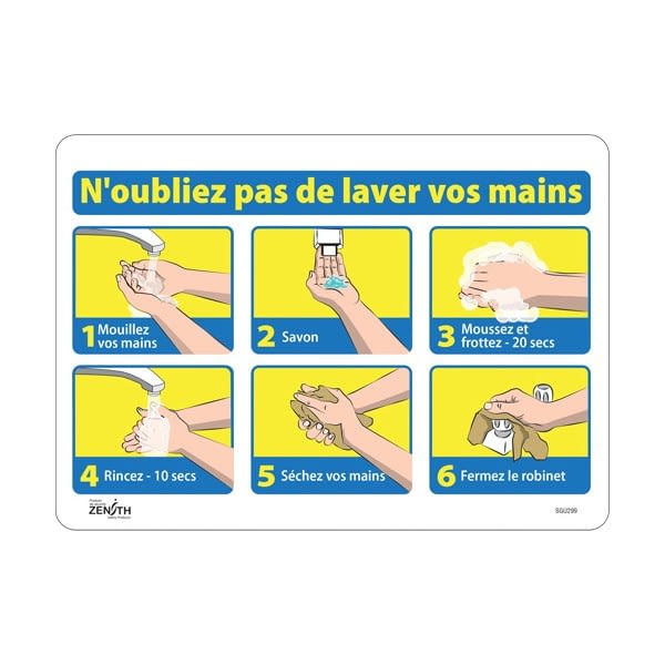 "N'oubliez pas de laver vos mains" Sign (SKU: SGU299)