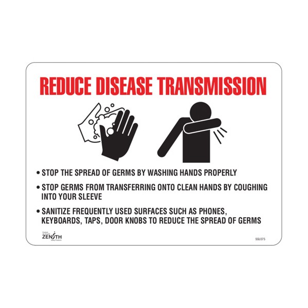 "Reduce Disease Transmission" Sign (SKU: SGU375)