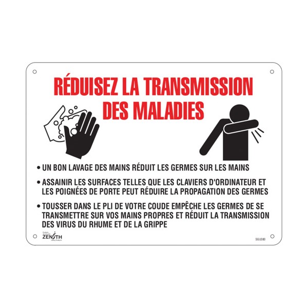 "Réduisez la transmission des maladies" Sign (SKU: SGU380)